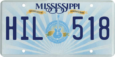 MS license plate HIL518