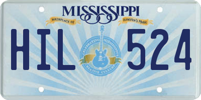 MS license plate HIL524