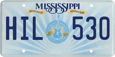MS license plate HIL530