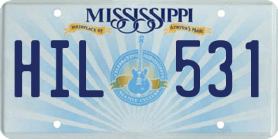 MS license plate HIL531