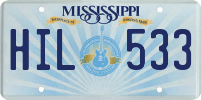 MS license plate HIL533