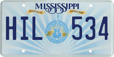 MS license plate HIL534