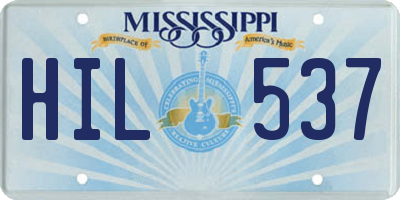 MS license plate HIL537
