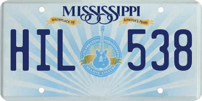 MS license plate HIL538