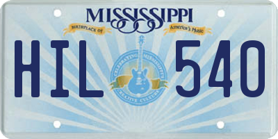 MS license plate HIL540
