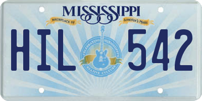 MS license plate HIL542