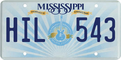 MS license plate HIL543