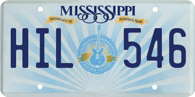 MS license plate HIL546