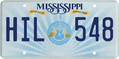 MS license plate HIL548
