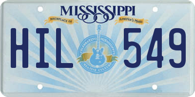MS license plate HIL549