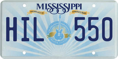 MS license plate HIL550
