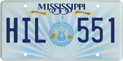 MS license plate HIL551