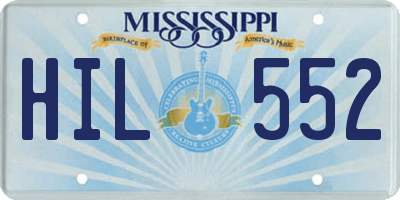 MS license plate HIL552