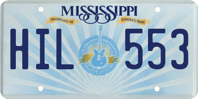 MS license plate HIL553