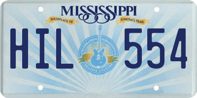 MS license plate HIL554