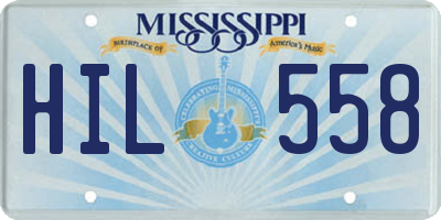 MS license plate HIL558