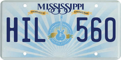MS license plate HIL560