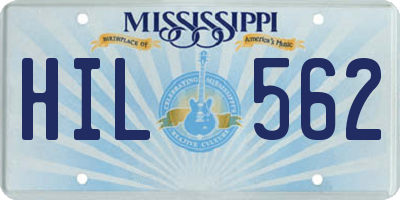 MS license plate HIL562