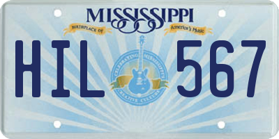 MS license plate HIL567