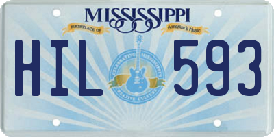 MS license plate HIL593