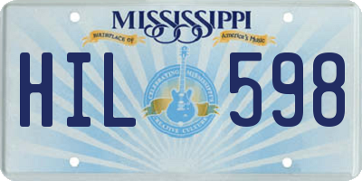 MS license plate HIL598