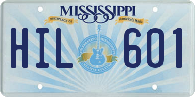 MS license plate HIL601