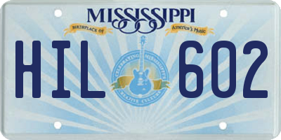 MS license plate HIL602