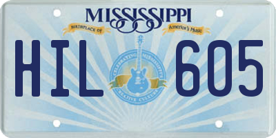 MS license plate HIL605
