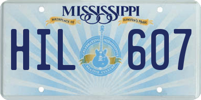MS license plate HIL607