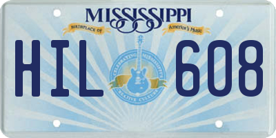 MS license plate HIL608