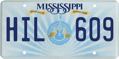 MS license plate HIL609
