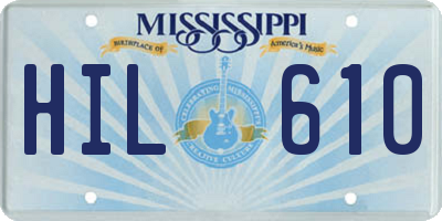 MS license plate HIL610