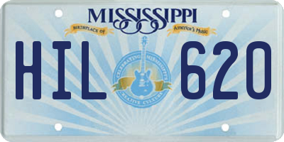 MS license plate HIL620