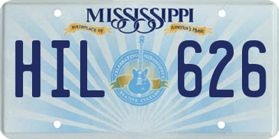 MS license plate HIL626