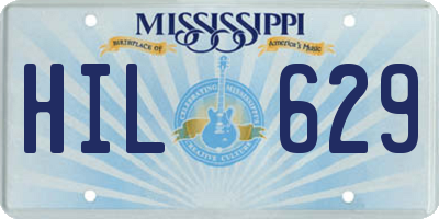 MS license plate HIL629
