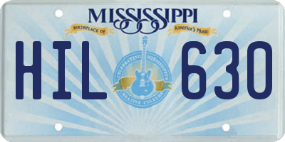 MS license plate HIL630