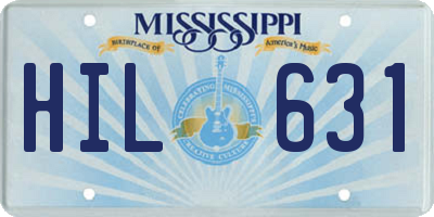 MS license plate HIL631
