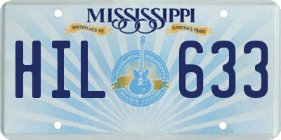 MS license plate HIL633