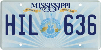 MS license plate HIL636