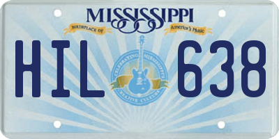 MS license plate HIL638