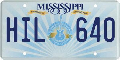 MS license plate HIL640