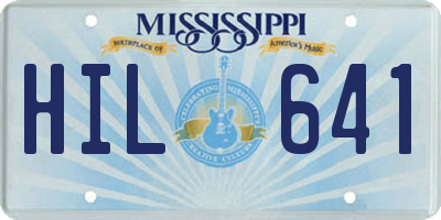 MS license plate HIL641
