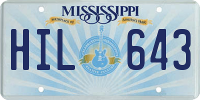 MS license plate HIL643