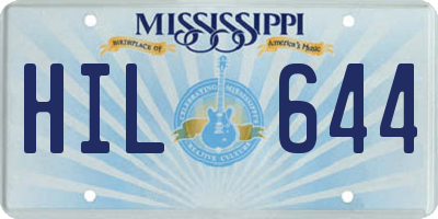 MS license plate HIL644