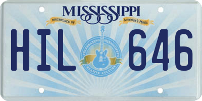 MS license plate HIL646