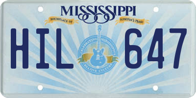 MS license plate HIL647