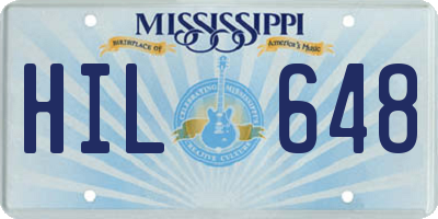 MS license plate HIL648