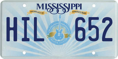 MS license plate HIL652
