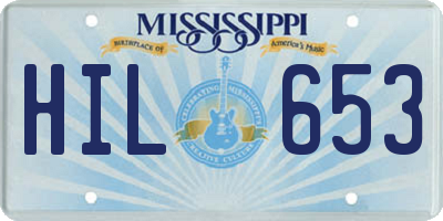 MS license plate HIL653