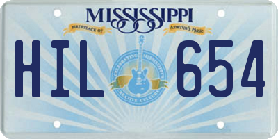 MS license plate HIL654